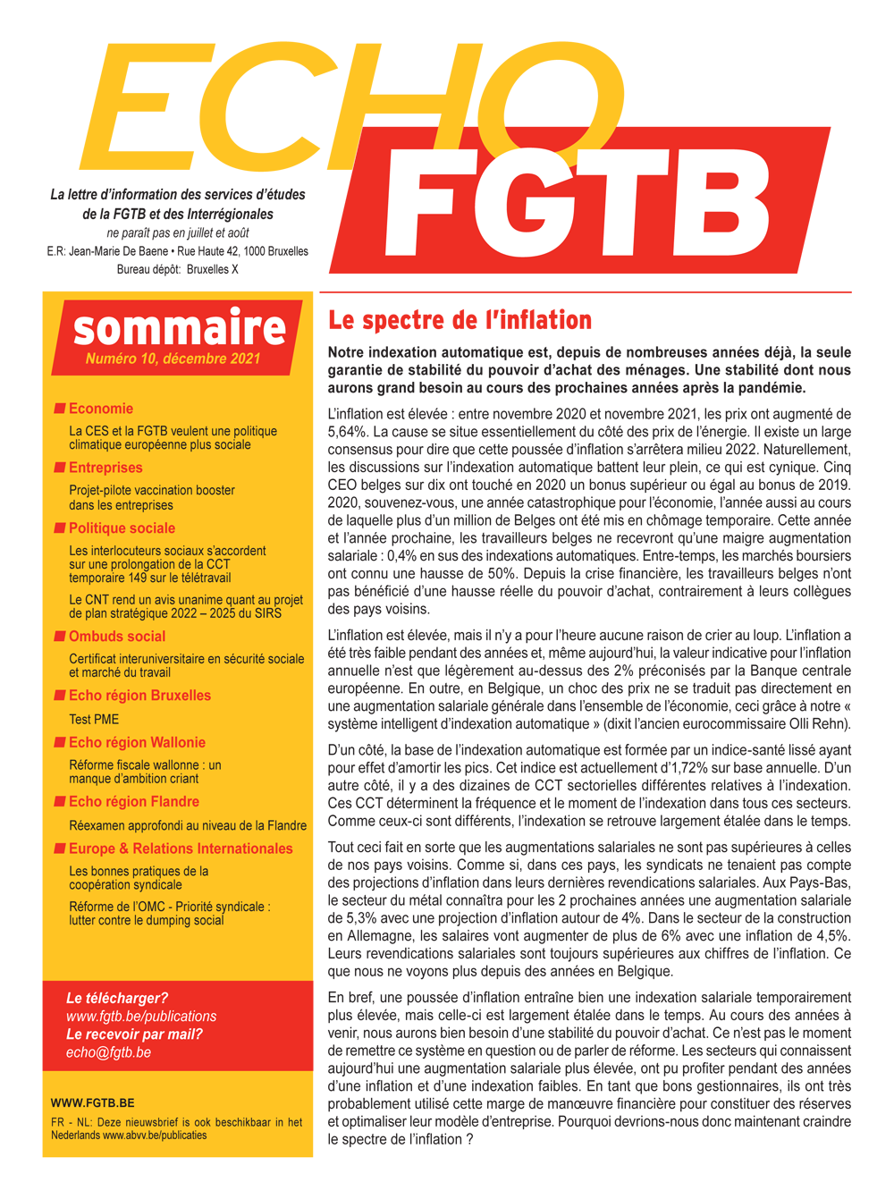 Echo FGTB n°10 // Décembre 2021