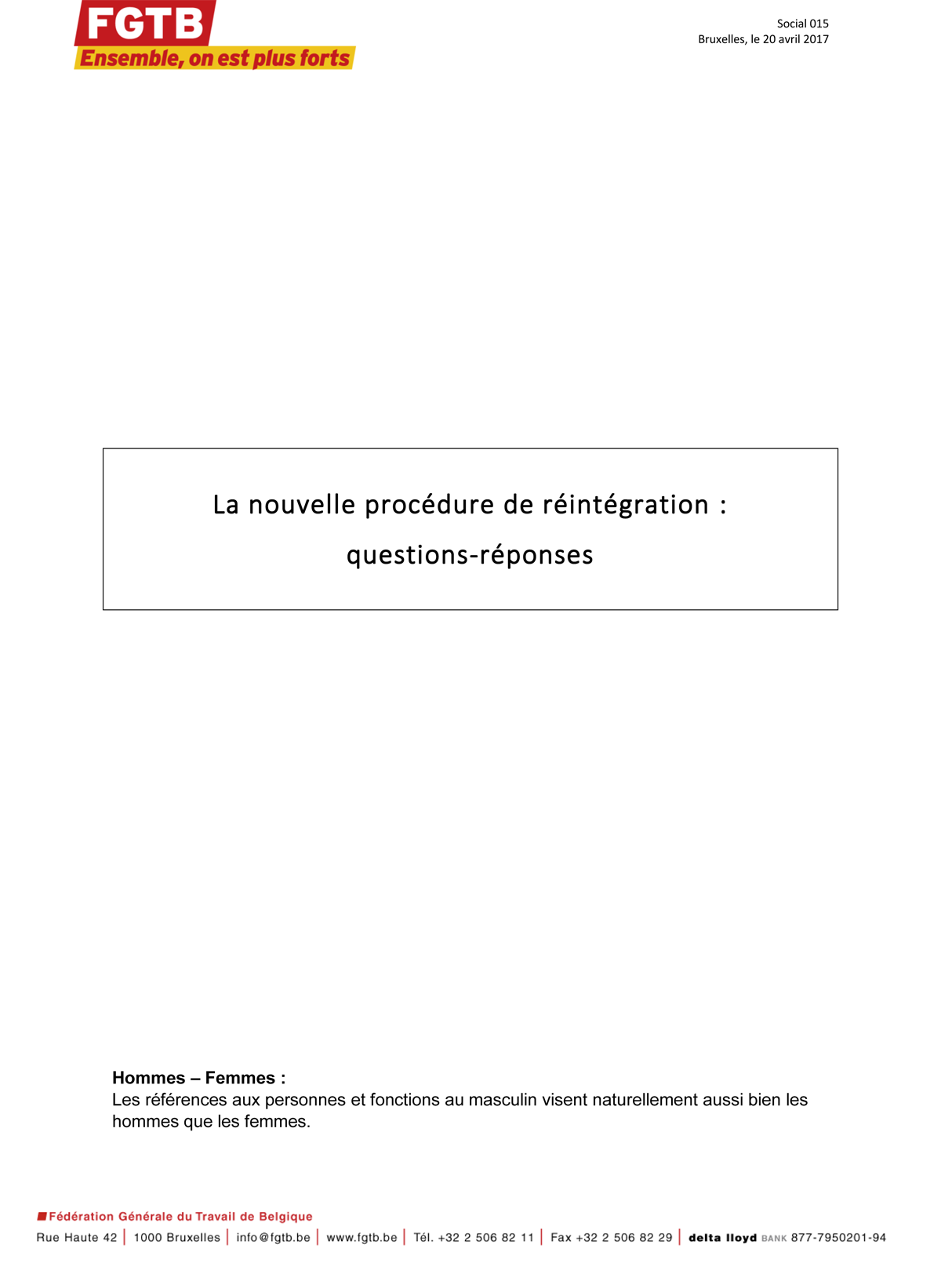 La nouvelle procédure de réintégration : questions-réponses