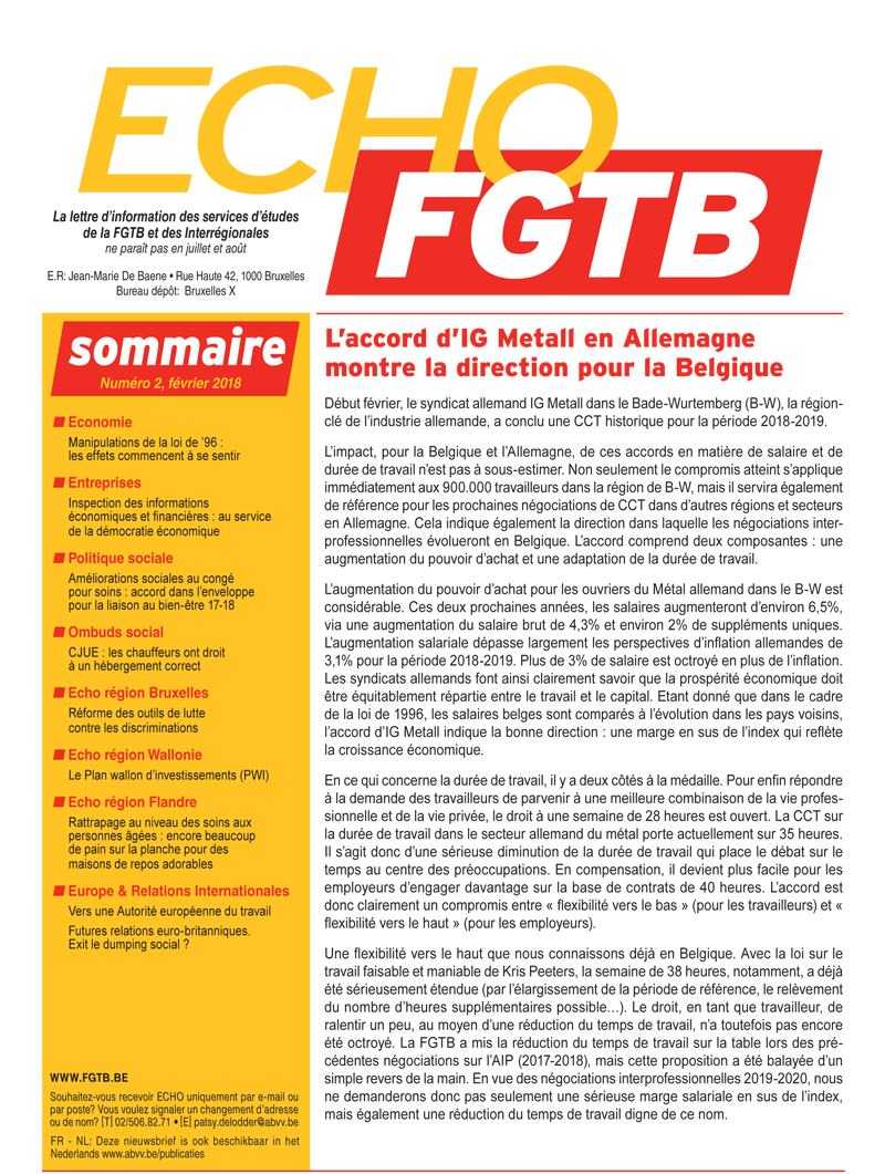 Echo FGTB n°2 - 2018