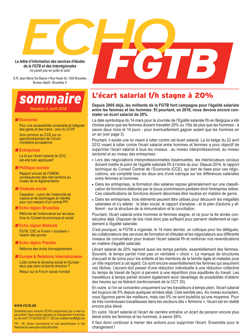 Echo FGTB n°4 - 2018