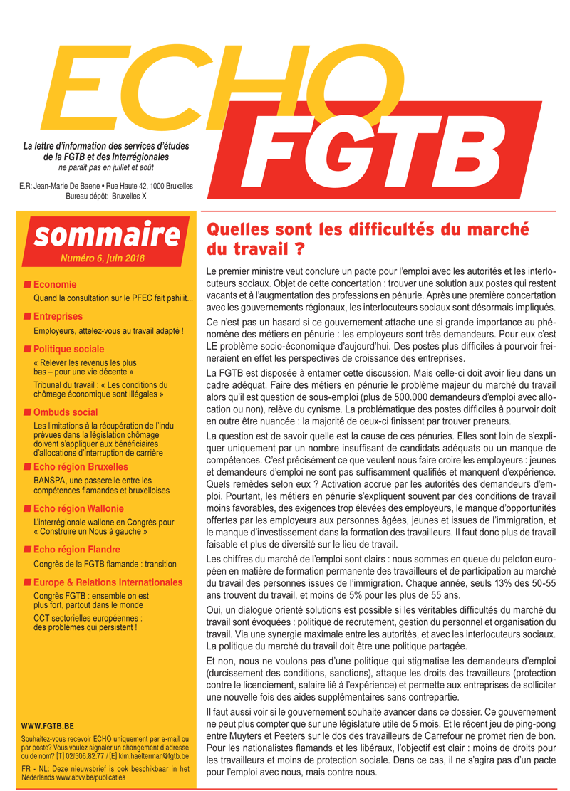 Echo FGTB n°6 - 2018