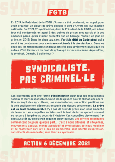 Argumentaire Syndicaliste, pas criminel.le