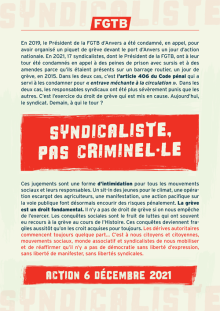 Argumentaire Syndicaliste, pas criminel.le