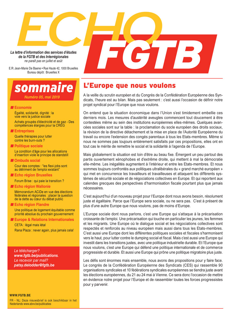 Echo FGTB n°5 - mai 2019